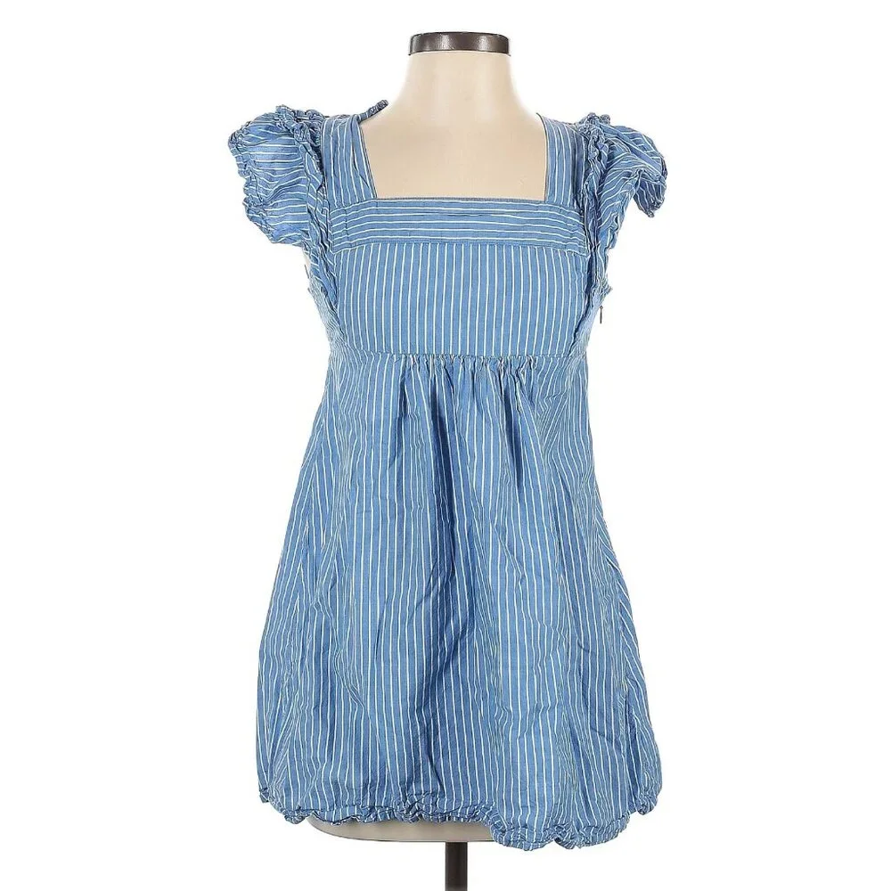 Urban Outfitters Blue White Striped Ruffled Babydoll Dress | Boho Girlhoodcore S - Picture 2 of 11